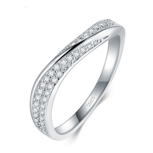 Sterling Silver Rings Geometric Inlaid Gem Elegant Irregular Design for Women Jewelry Sparkling Mosaic Accents