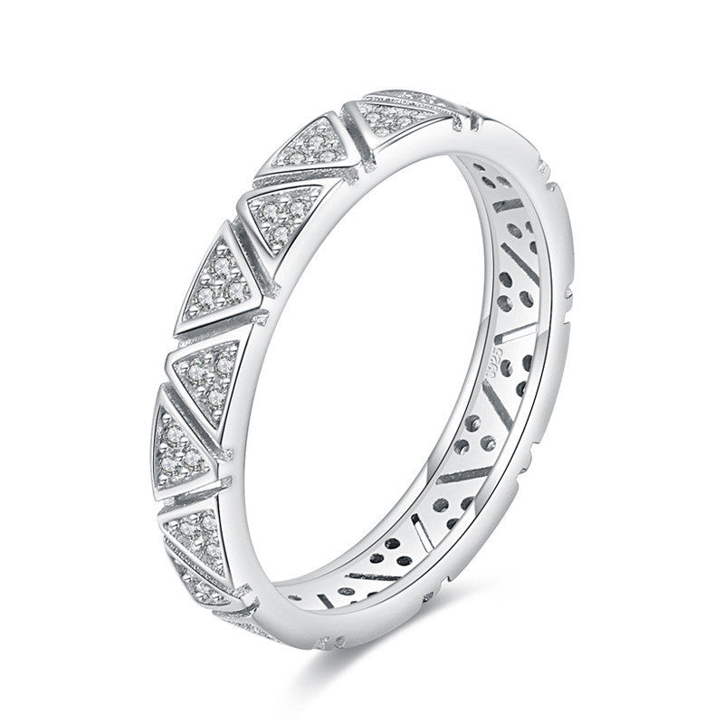 Sterling Silver Geometric Ring With Inlaid Gems For Women Index Finger Charm Ring Korean Fashion Jewelry Gifts