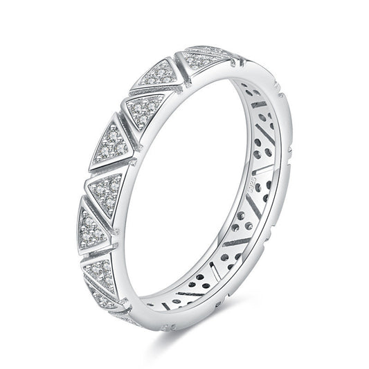 Sterling Silver Geometric Ring With Inlaid Gems For Women Index Finger Charm Ring Korean Fashion Jewelry Gifts