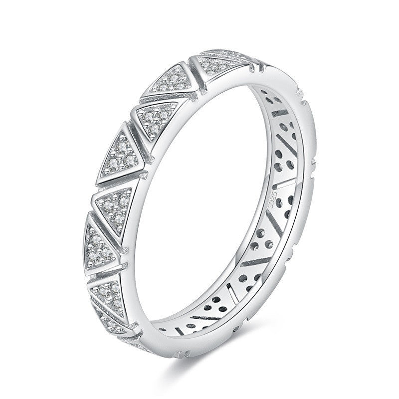 Sterling Silver Geometric Ring With Inlaid Gems For Women Index Finger Charm Ring Korean Fashion Jewelry Gifts