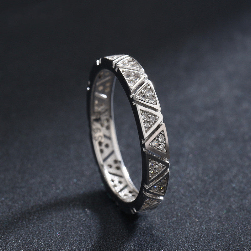 Sterling Silver Geometric Ring With Inlaid Gems For Women Index Finger Charm Ring Korean Fashion Jewelry Gifts