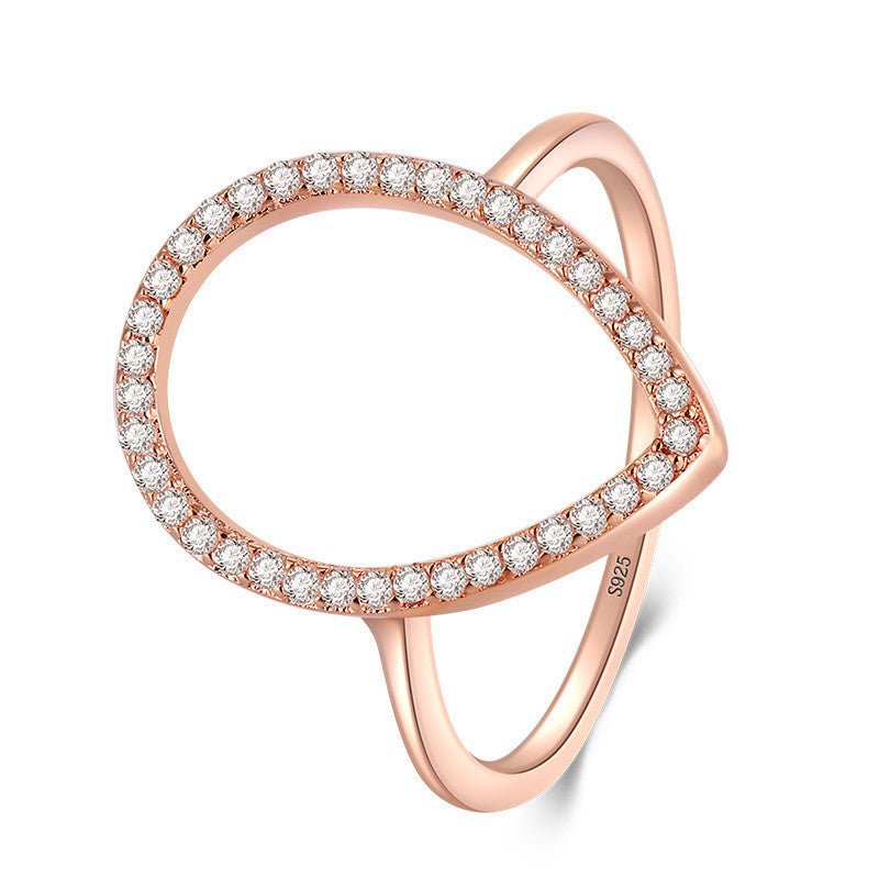 Sterling Silver Gem Inlay Drop Ring For Women 925 Silver Elegant Finger Ring With Gem Accent Wearable Everyday