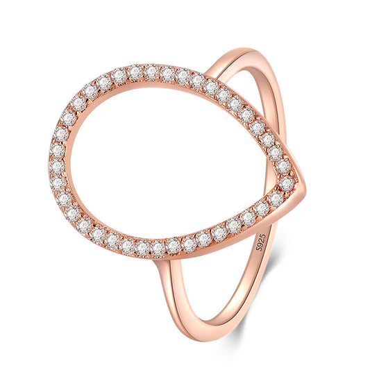 Sterling Silver Gem Inlay Drop Ring For Women 925 Silver Elegant Finger Ring With Gem Accent Wearable Everyday