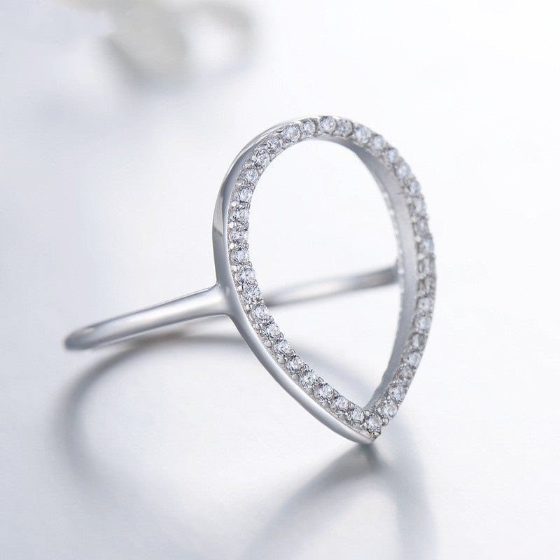 Sterling Silver Gem Inlay Drop Ring For Women 925 Silver Elegant Finger Ring With Gem Accent Wearable Everyday