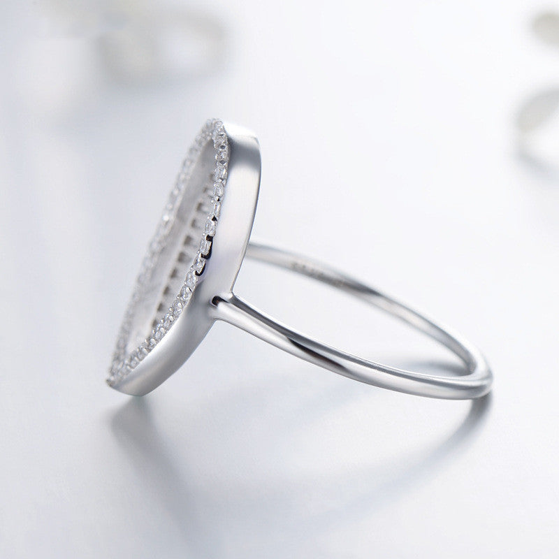 Sterling Silver Gem Inlay Drop Ring For Women 925 Silver Elegant Finger Ring With Gem Accent Wearable Everyday