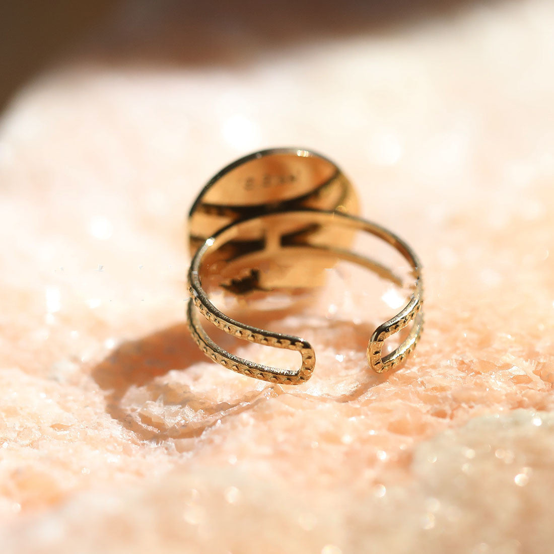 Stainless Steel Sun Ring Golden Color Statement Ring Celestial Jewelry Fashion Ring for Women Men Unisex Ring