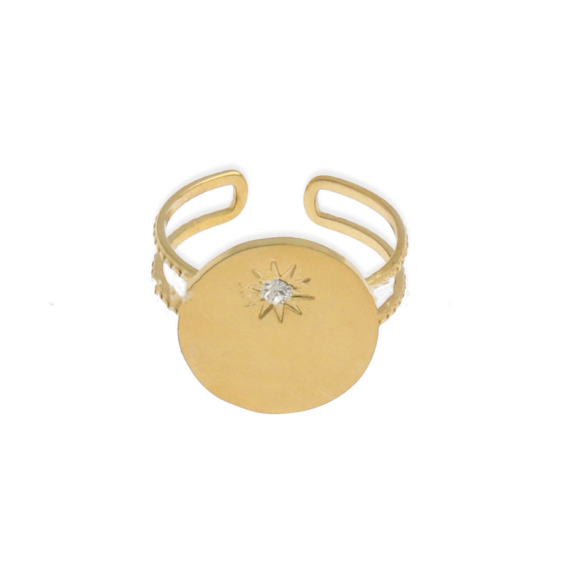 Stainless Steel Sun Ring Golden Color Statement Ring Celestial Jewelry Fashion Ring for Women Men Unisex Ring