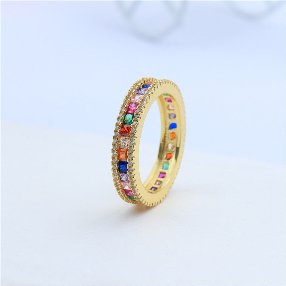 European And American Retro Wheel Inlaid Small Diamond Zircon Ring