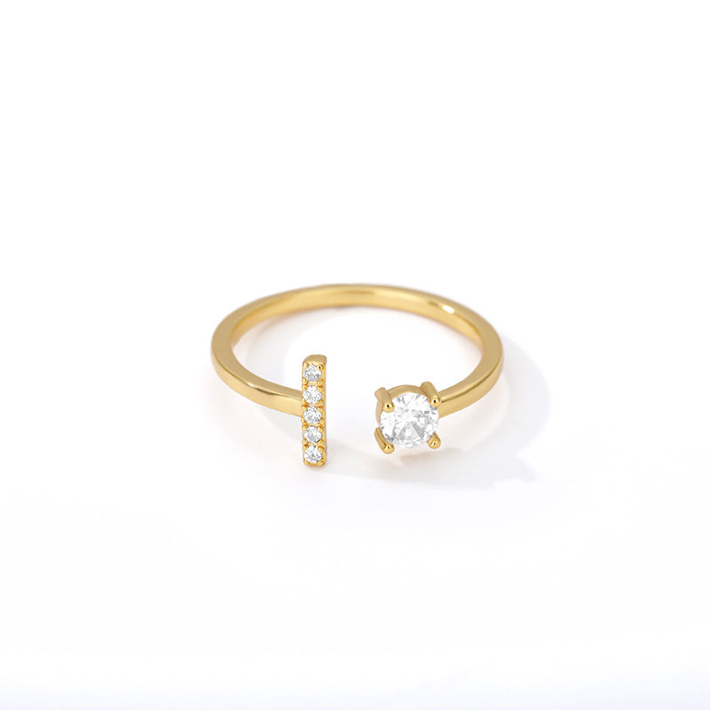 Initial Letter Zircon Ring For Women A To Z Gift Jewelry