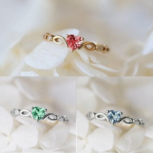 Heart Shaped Engagement Ring For Women Alloy With Blue Topaz And Gold Artificial Gems Semi Precious Gems Golds