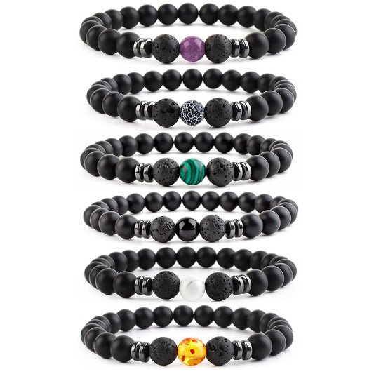 Stone Bead8mm Chakra Bracelet For Women And Men Seven Chakra Balancing Beaded Elastic Yoga Meditation Bracelet