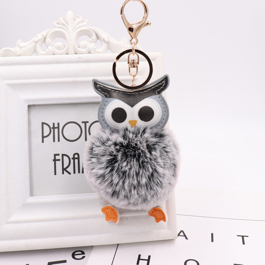 Plush Owl Keychains Fluffy Ball Key Ring For Backpack Bag Decoration Adorable Animal Accessory Unisex Keychain