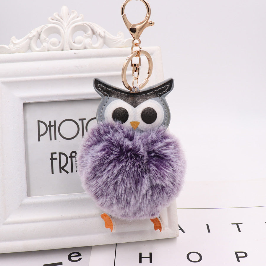 Plush Owl Keychains Fluffy Ball Key Ring For Backpack Bag Decoration Adorable Animal Accessory Unisex Keychain