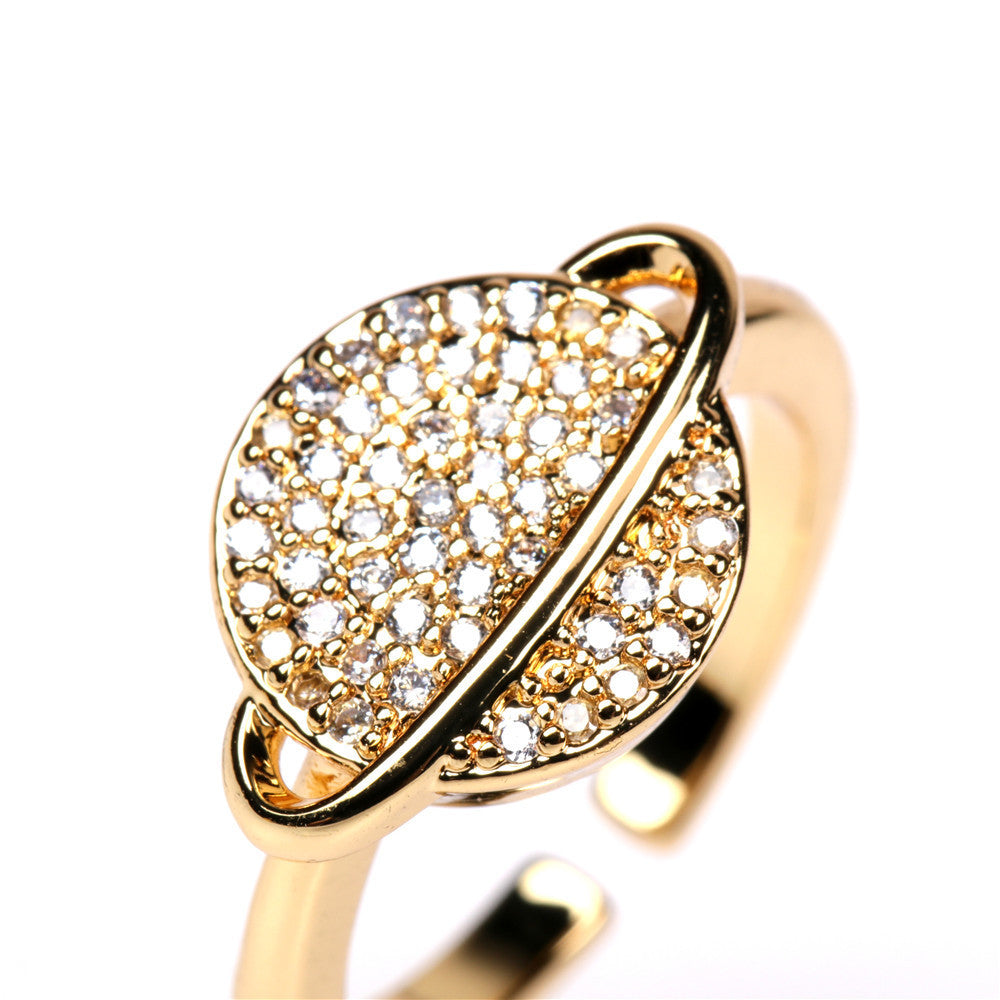 Womens Diamond Micro Inlaid Figure8 Eight Ring Gold Plated Copper Adjustable Geometric Infinities Love Jewelry