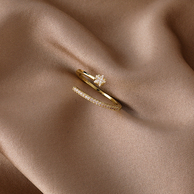 Star Ring Korean Fashion Jewelry Electroplated Copper Ring Individually Packed Travel Gift For Her Starry Ring