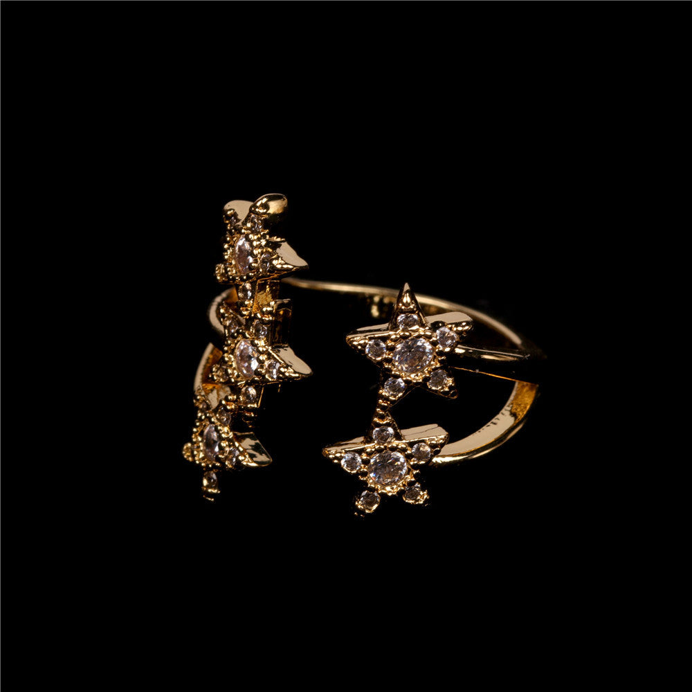 Womens Adjustable Diamond Star Ring Perfect Holiday Gift Jewelry For Her Durable Fashion Accessory Subtle Glow