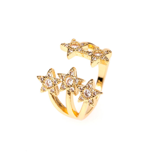 Womens Adjustable Diamond Star Ring Perfect Holiday Gift Jewelry For Her Durable Fashion Accessory Subtle Glow