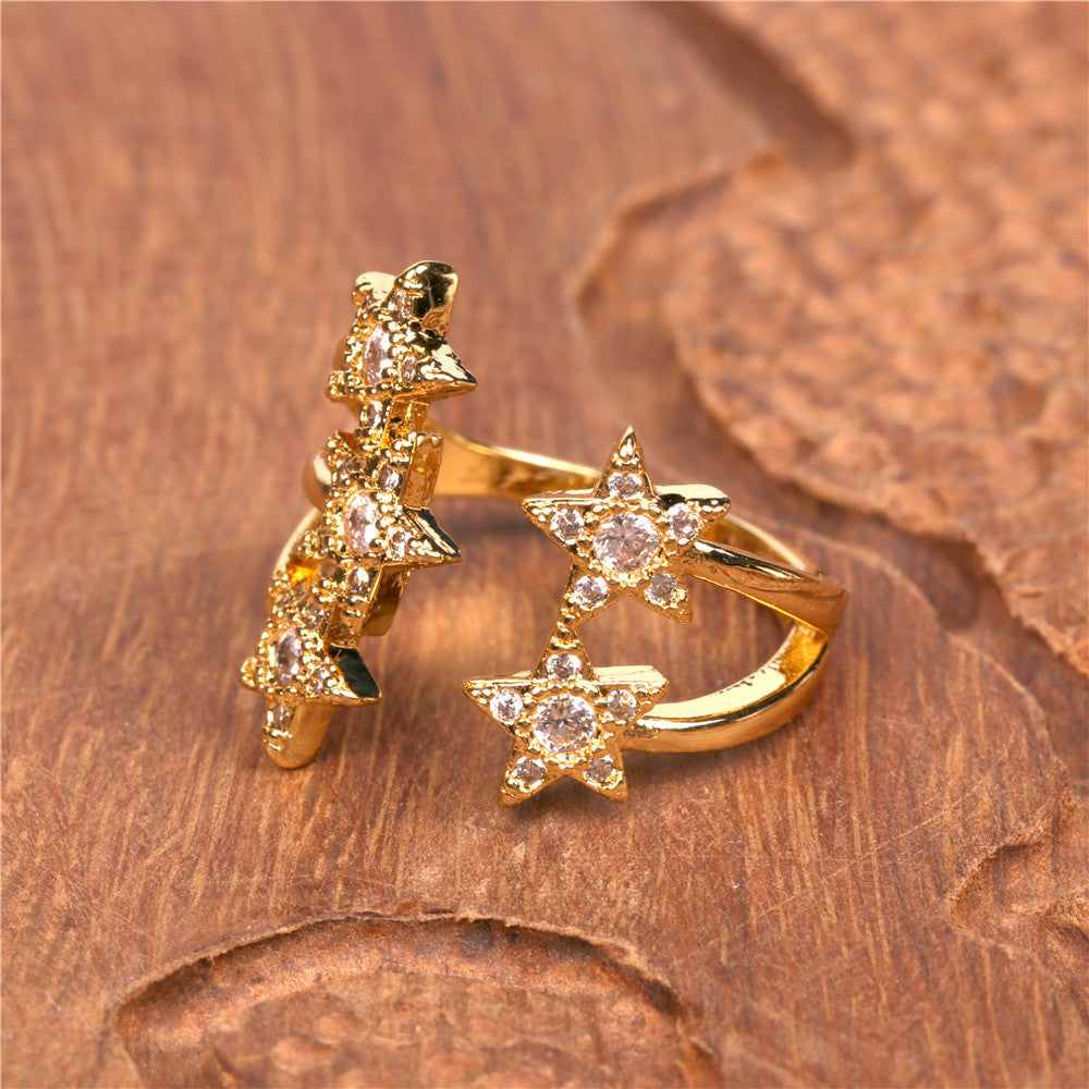 Womens Adjustable Diamond Star Ring Perfect Holiday Gift Jewelry For Her Durable Fashion Accessory Subtle Glow