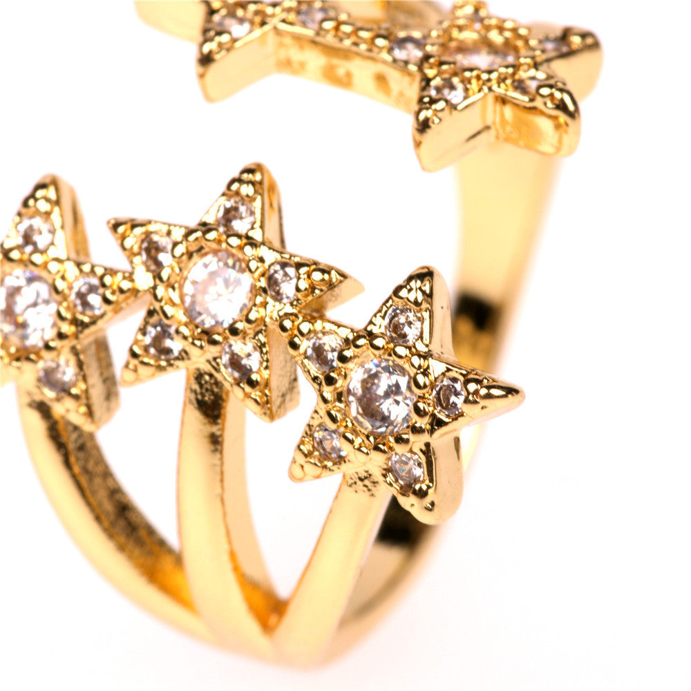 Womens Adjustable Diamond Star Ring Perfect Holiday Gift Jewelry For Her Durable Fashion Accessory Subtle Glow