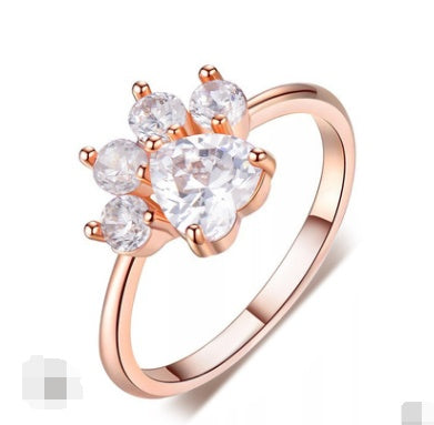 Rose Quartz Ring Adjustable One Size Fits Most 7 To 10 Paw Shaped Stone 925 Silver With Rose Gold Plating Glow