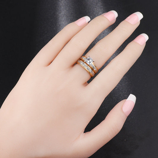 Womens Vintage Ring High Quality Alloy Ring Rhombus Diamond Inlay Jewelry Fashion Ring Elegant Everyday Styles