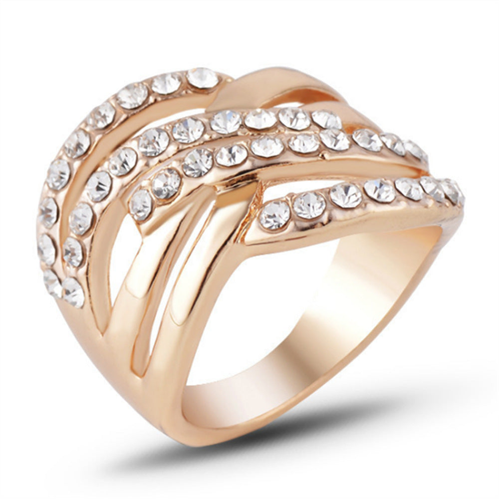 Angel Wings Ring Gold Alloy Geometric Zircon Unisex Jewelry Korean Style Electroplated Gift Ring Modern Designs