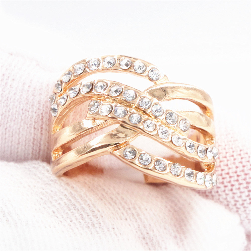 Angel Wings Ring Gold Alloy Geometric Zircon Unisex Jewelry Korean Style Electroplated Gift Ring Modern Designs