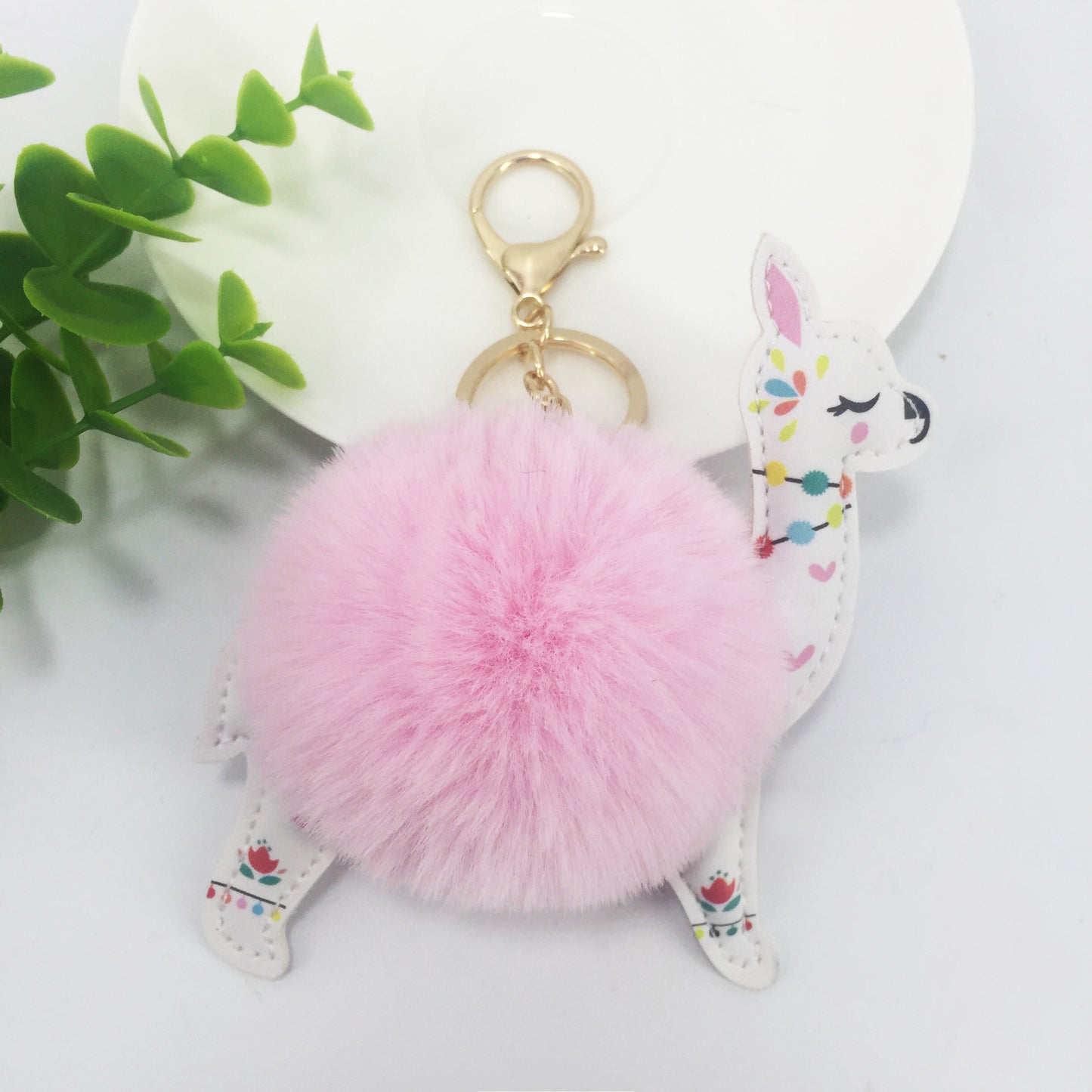 Rabbit Fur Ball Keychain Pendant Handmade Bag Charm With Alloy Accents For Handbags Backpacks Keyring Decoration