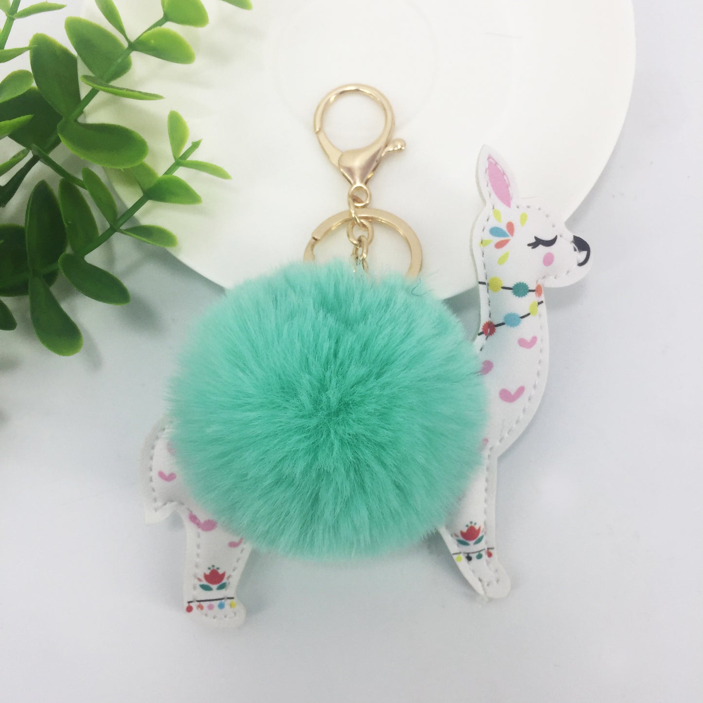 Rabbit Fur Ball Keychain Pendant Handmade Bag Charm With Alloy Accents For Handbags Backpacks Keyring Decoration