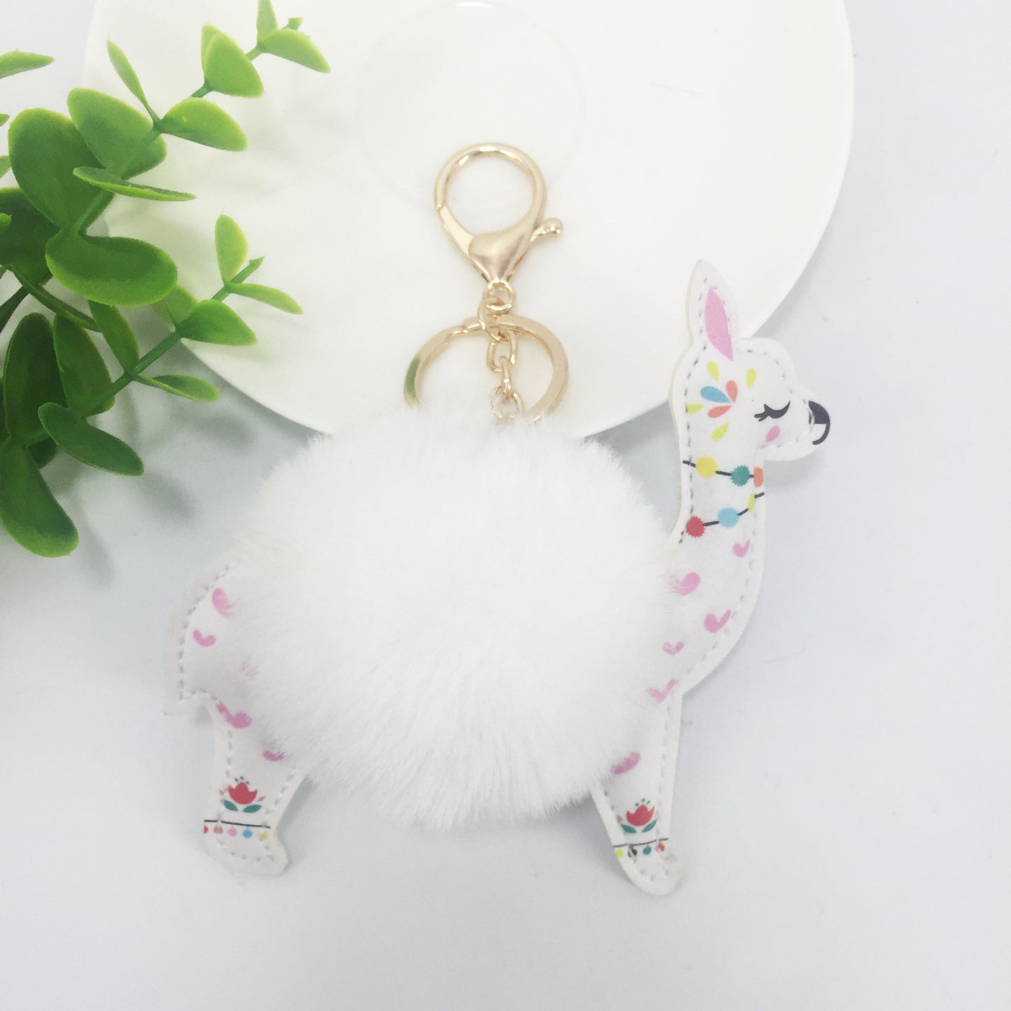Rabbit Fur Ball Keychain Pendant Handmade Bag Charm With Alloy Accents For Handbags Backpacks Keyring Decoration
