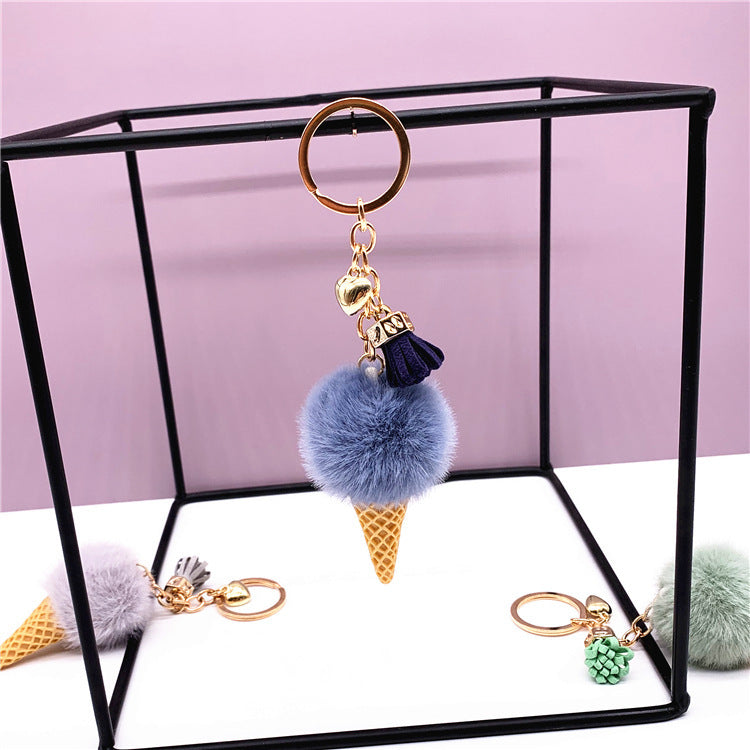 Plush Ice Cream Cone Keychain Cute Cartoon Fruit Pendant For Bags Purses Car Decoration Gift For Backpacks Bags