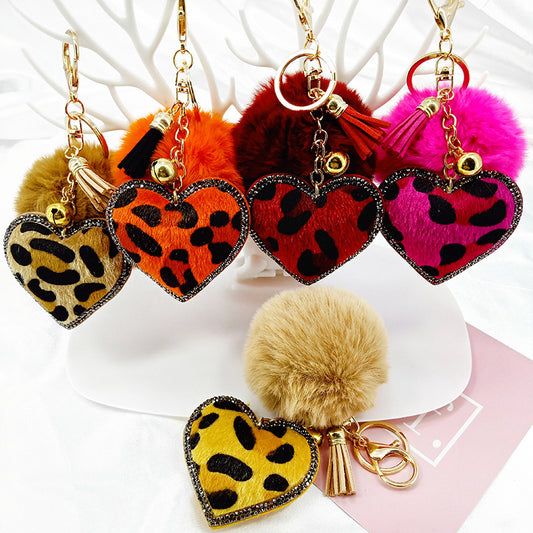 Leopard Rhinestone Keychain Pendant Car Decoration Stylish Keyring Charm Handbags Purses Backpacks Gift Glamor