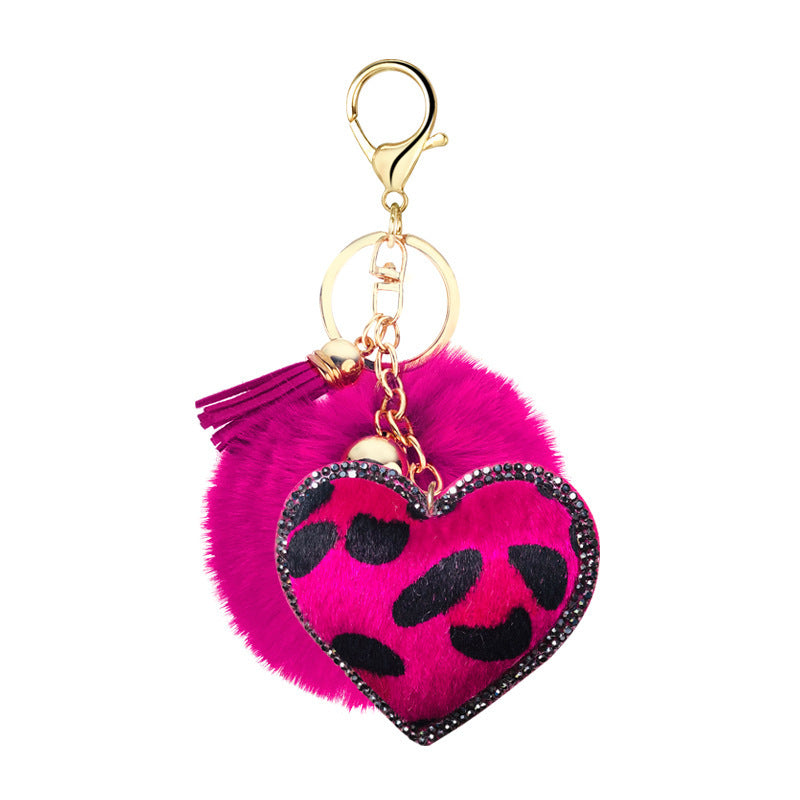 Leopard Rhinestone Keychain Pendant Car Decoration Stylish Keyring Charm Handbags Purses Backpacks Gift Glamor