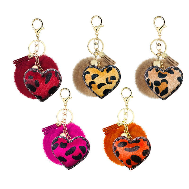 Leopard Rhinestone Keychain Pendant Car Decoration Stylish Keyring Charm Handbags Purses Backpacks Gift Glamor