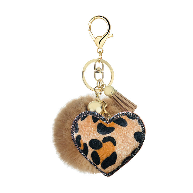 Leopard Rhinestone Keychain Pendant Car Decoration Stylish Keyring Charm Handbags Purses Backpacks Gift Glamor