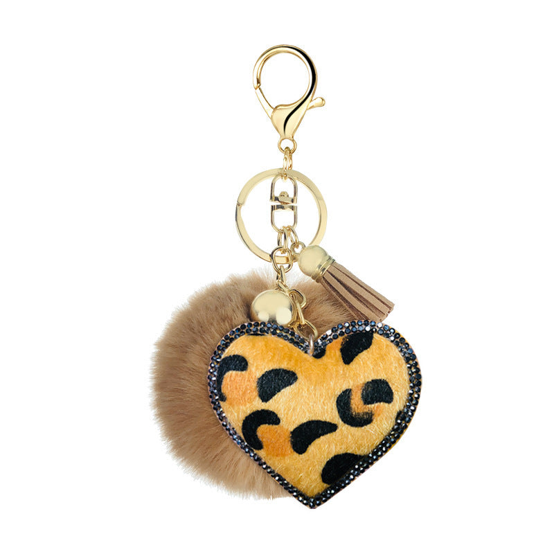 Leopard Rhinestone Keychain Pendant Car Decoration Stylish Keyring Charm Handbags Purses Backpacks Gift Glamor