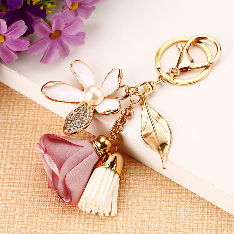 Metal Flower Keychain Pendant For Car Keys Individually Packed Accessories Unisex Metal Key Chain Stylish Bag Charm