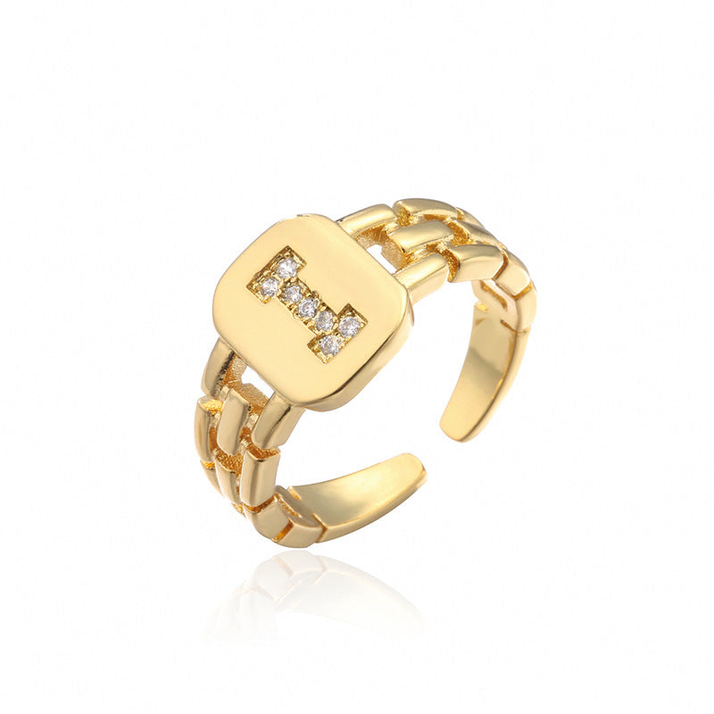 Adjustable Geometric Pattern Zircon Ring For Women Gold Plated Fashion Jewelry Elegant Durable Accessory Statement