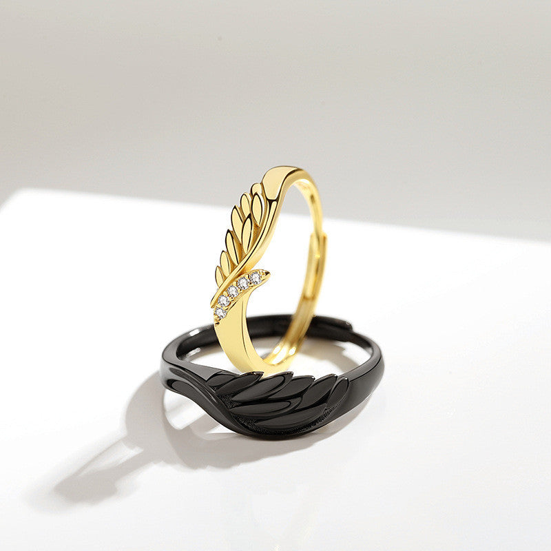Sterling Silver Angel Devil Couple Rings Korean Design Animal Zodiac Matching Rings Electroplated Gift Rings Rings
