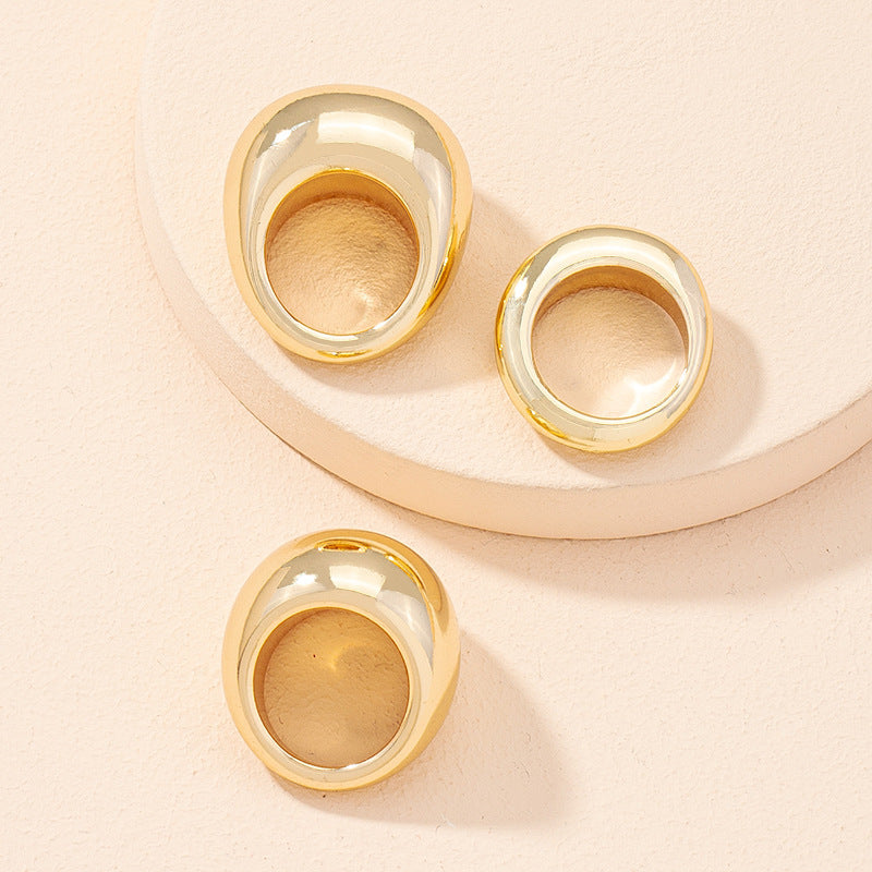 Unisex Alloyed Ring Electroplated Drop Shape Ring Trendy Street Style Gift For Birthday Travel Holiday Present