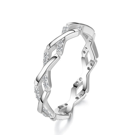 Sterling Silver Ring With Gemstone Inlay 925 Silver Thin Line Tail Ring For Her Fashion Jewelry For Daily Wear