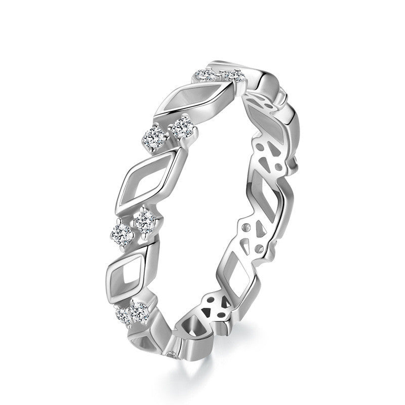 Geometric Hollow S925 Silver Ring For Women Korean Design Index Finger Ring Gift For Her Elegant Gemstone Look