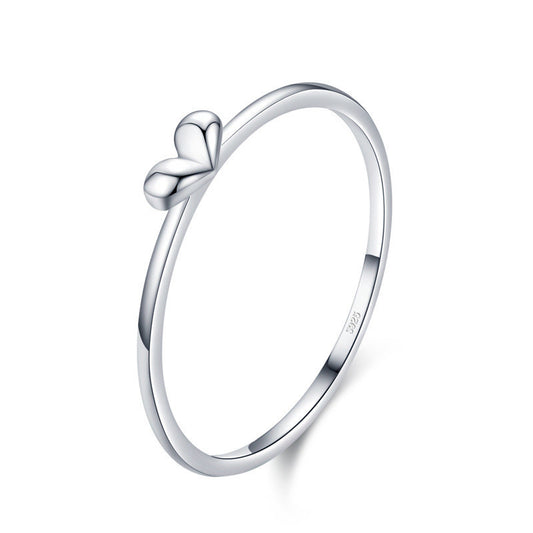 Heart Shaped Sterling Silver Ring for Women Cute Love Plain Design Ideal Gift for Festival Everyday Wear Now Gift