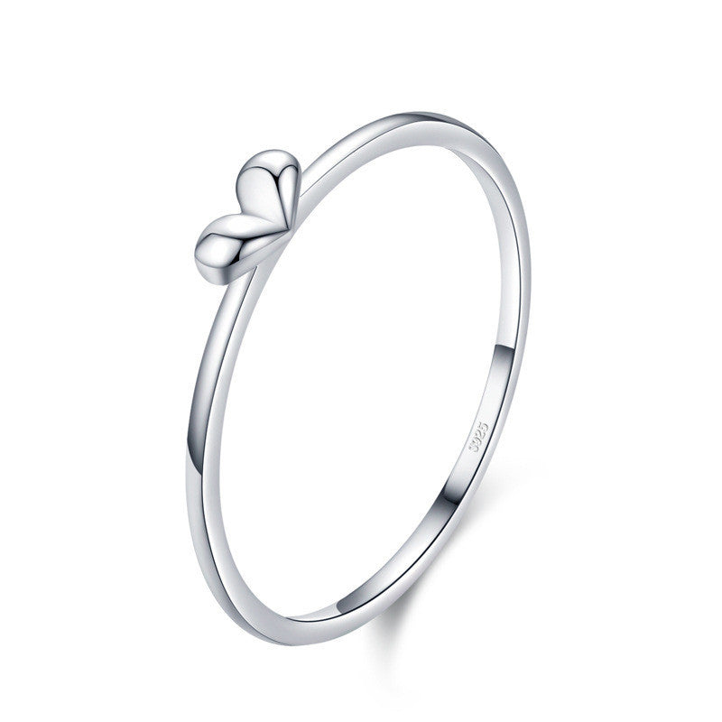 Heart Shaped Sterling Silver Ring for Women Cute Love Plain Design Ideal Gift for Festival Everyday Wear Now Gift