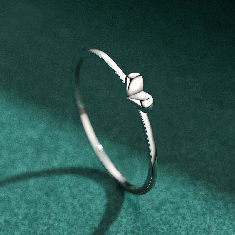 Heart Shaped Sterling Silver Ring for Women Cute Love Plain Design Ideal Gift for Festival Everyday Wear Now Gift