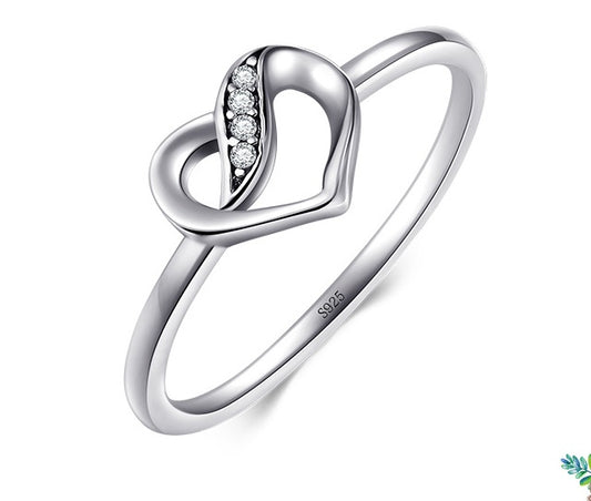 Womens Heart Ring Petite Heart Shaped Sterling Silver 925 Jewelry For Women Engagement Promise Wedding Anniversary Gift