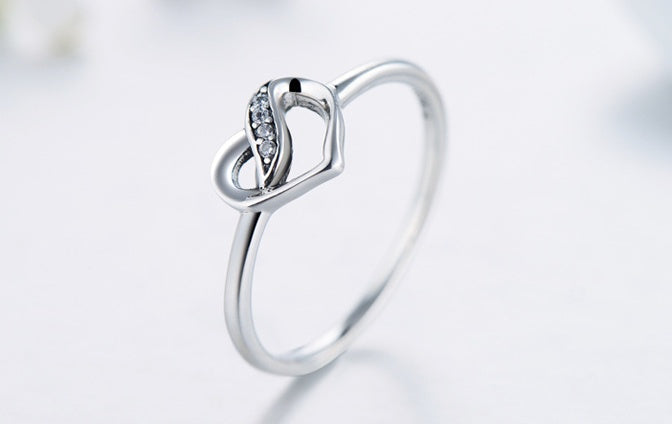 Womens Heart Ring Petite Heart Shaped Sterling Silver 925 Jewelry For Women Engagement Promise Wedding Anniversary Gift