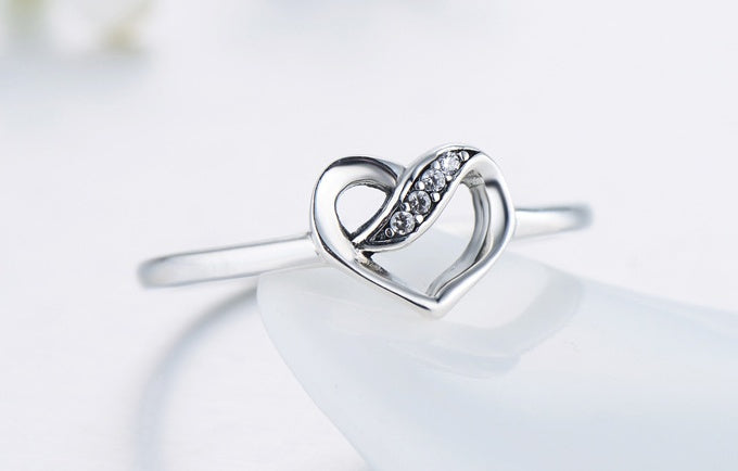 Womens Heart Ring Petite Heart Shaped Sterling Silver 925 Jewelry For Women Engagement Promise Wedding Anniversary Gift