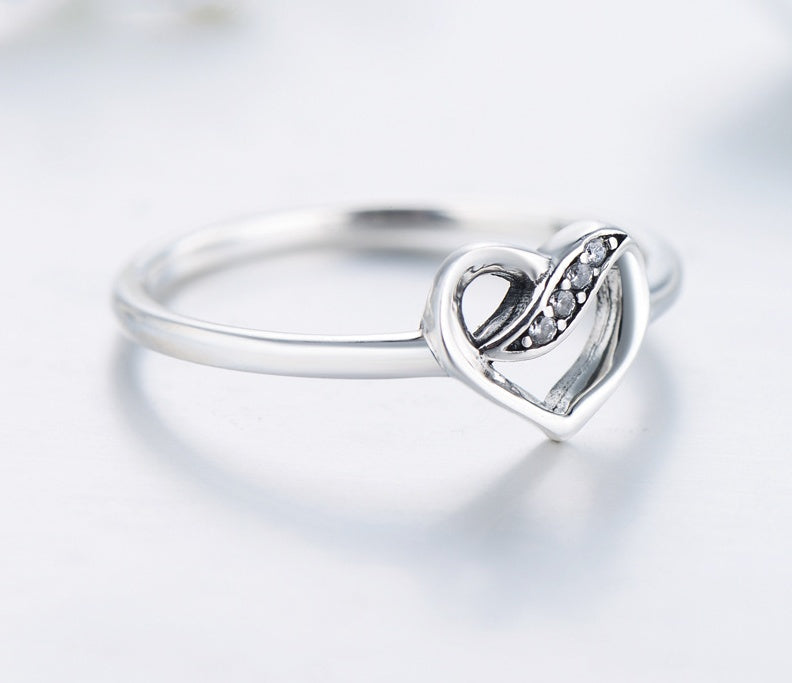 Womens Heart Ring Petite Heart Shaped Sterling Silver 925 Jewelry For Women Engagement Promise Wedding Anniversary Gift