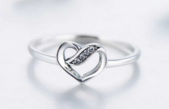Womens Heart Ring Petite Heart Shaped Sterling Silver 925 Jewelry For Women Engagement Promise Wedding Anniversary Gift